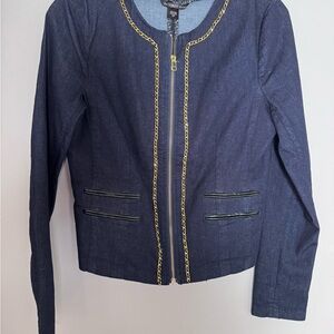 Victoria's Secret Navy Denim Jacket with Gold Trim